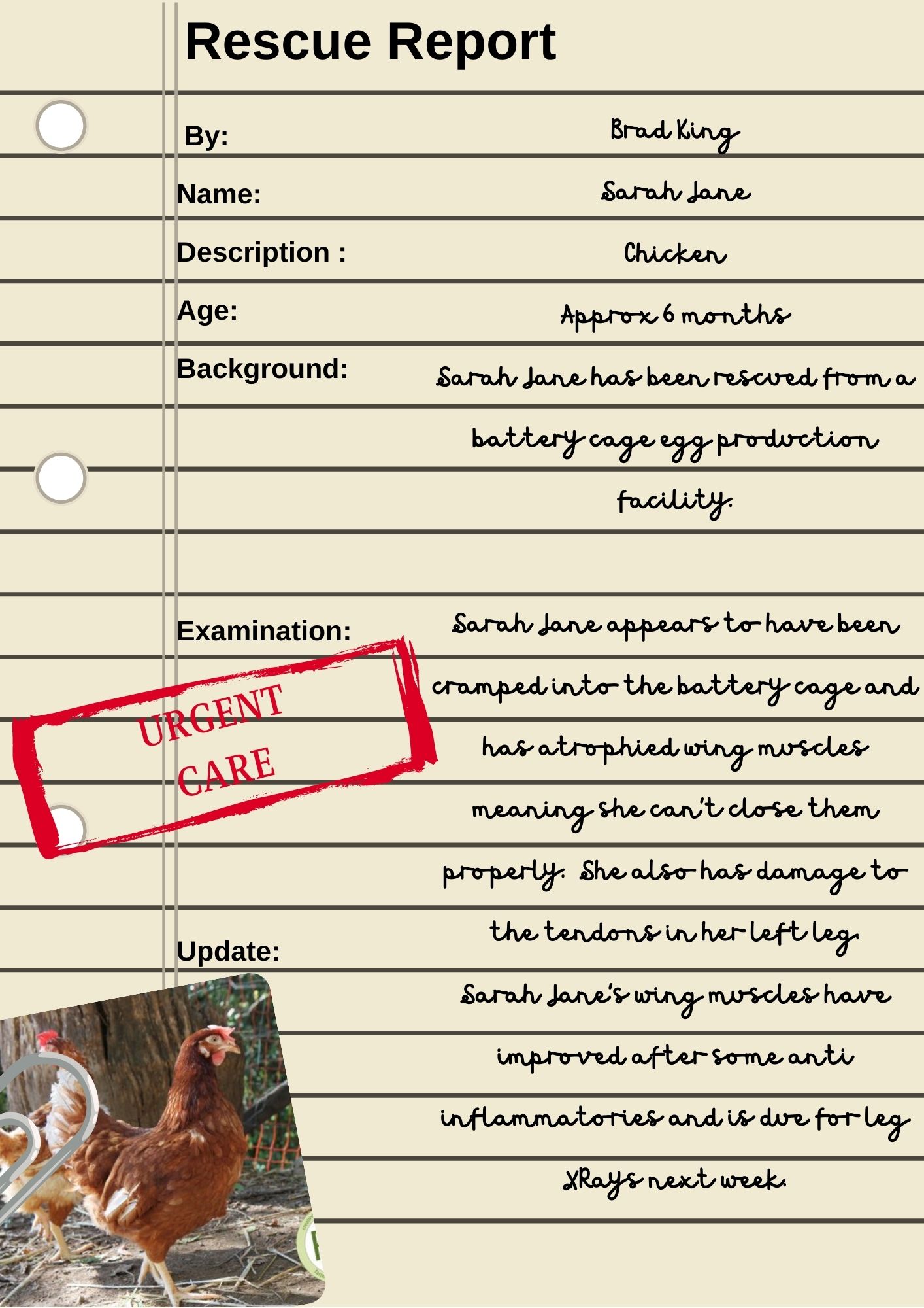 SARAH JANE Rescue Report Sarah jane Rescue Report