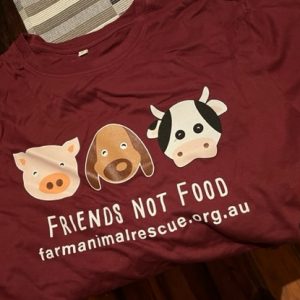 Earth Positive Friends Not Food T-Shirt Burgundy