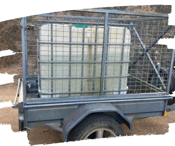 Water sourced and ready for transportation to the animals